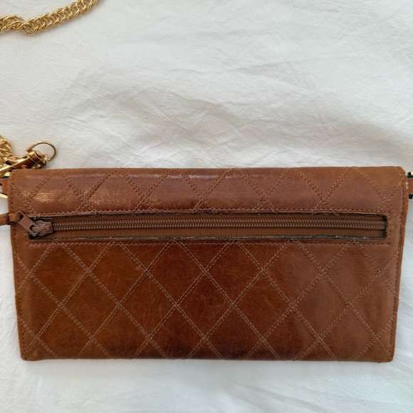 CHANEL Brown Leather Matelasse Long Wallet on Chain Envelope Gold CC - Picture 5 of 14